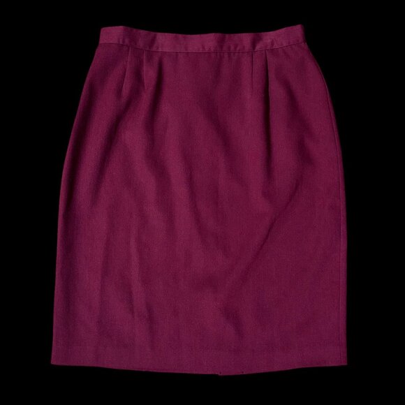Vintage Burgundy Pencil Skirt Size 16 Worthington USA 1980s Maroon Red Retro - Picture 2 of 6